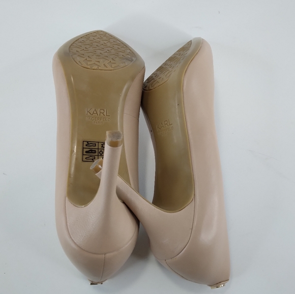 Karl Lagerfeld Royale Tan Leather Pumps Heels Size 8.5M - Picture 13 of 14